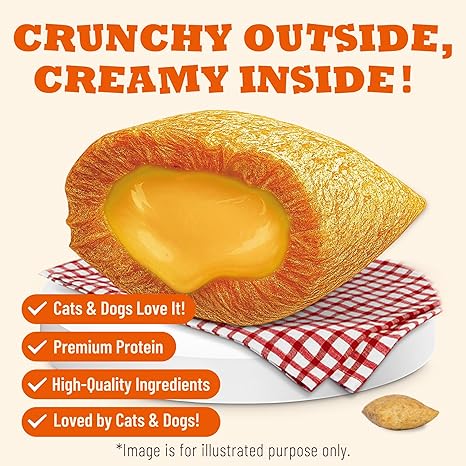 13.05oz Pumpkin Treats for Cats & Dogs with Egg Yolk Creamy Core, Crunchy & Soft Snacks for Skin, Coat & Gut Support