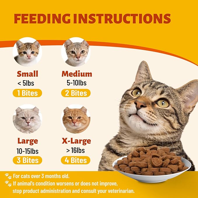 L-Lysine Cat Chews, Chicken Flavor Daily Supplements with Taurine, Omega 3 & Multivitamins, Immune, Respiratory & Eye Support Snacks for Cats and Kittens