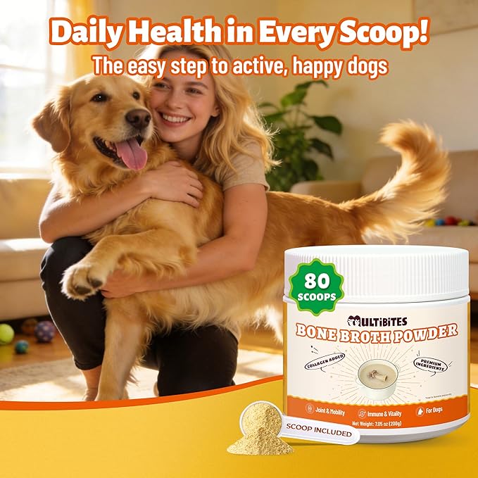 3.88oz 5X Collagen Powder for Dogs & Cats, Hip & Joint Supplement with MSM, Hyaluronic Acid & Marine Collagen, Supports Mobility, Skin & Coat Health, Chicken Flavor Food Topper