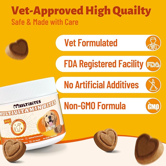 330 Bites Dog Multivitamin Chewables | Taurine Glucosamine Omega 3 MSM 未标sku