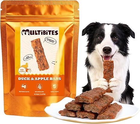 7.4 oz Natural Duck & Apple Energy Bars for Dogs, Healthy Training Treats with Digestive Support & Vitamins