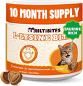 L-Lysine Cat Chews, Chicken Flavor Daily Supplements with Taurine, Omega 3 & Multivitamins, Immune, Respiratory & Eye Support Snacks for Cats and Kittens