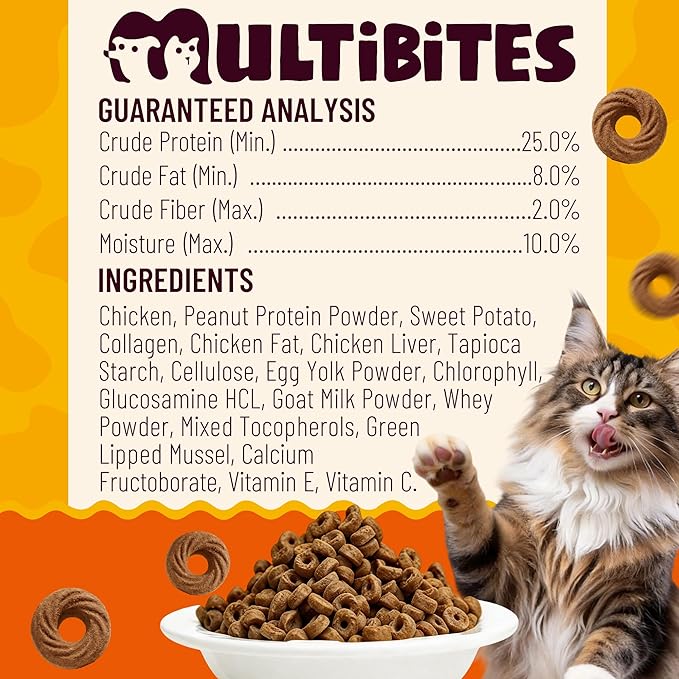 10.58 oz Crunchy Collagen Cat Treats, Glucosamine & Green Lipped Mussel & Vitamins, Hip & Joint Support
