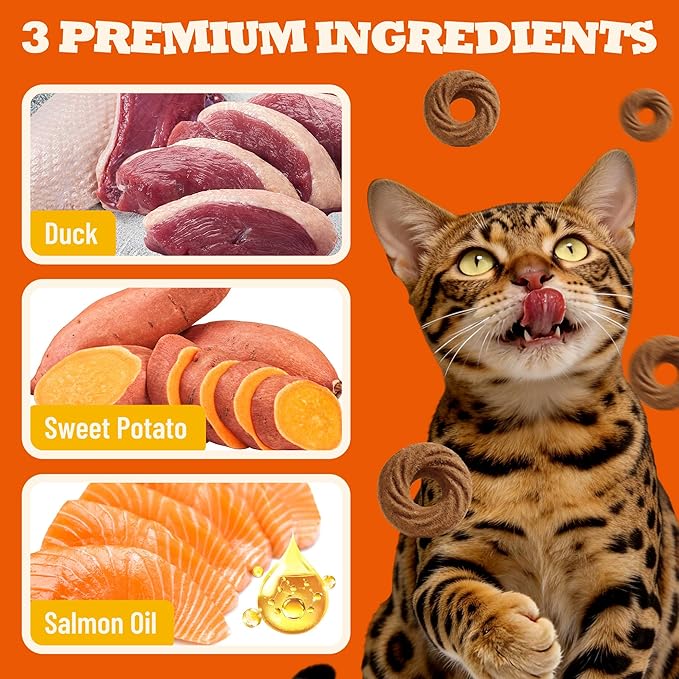 10.58 oz Chicken Flavor Duck Cat Treats, Muscle Support for Indoor Cats