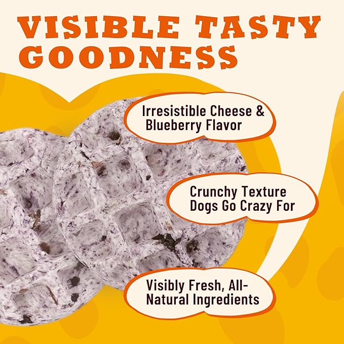 16.58oz Natural Cheese Dog Treats with Blueberry & Honey, Savory-Sweet Chewy Snacks for All Life Stages & Vision Support