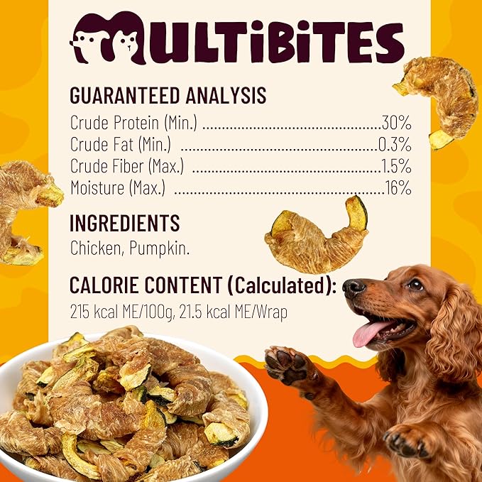 6 oz Pumpkin & Chicken Wraps Dog Treats, Gluten-Free High Protein Low Fat, Digestive Support with Vitamins