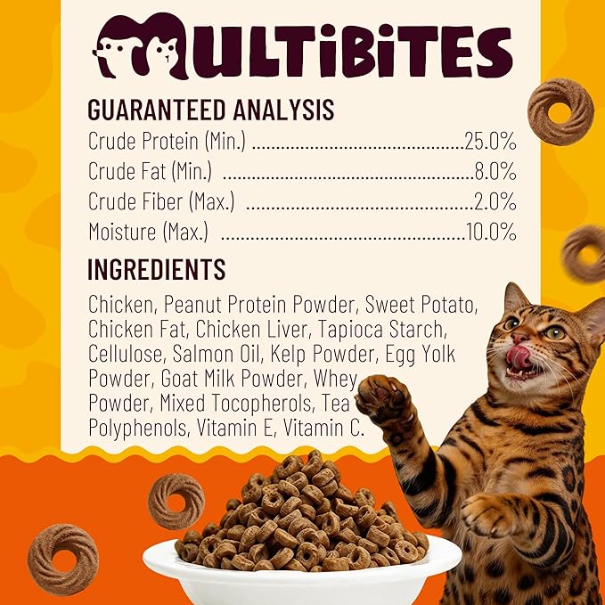 10.58 oz Crunchy Chicken Cat Treats, Chicken Liver & Salmon Oil & Vitamin C, Dental Care Training Snacks for Indoor Cats