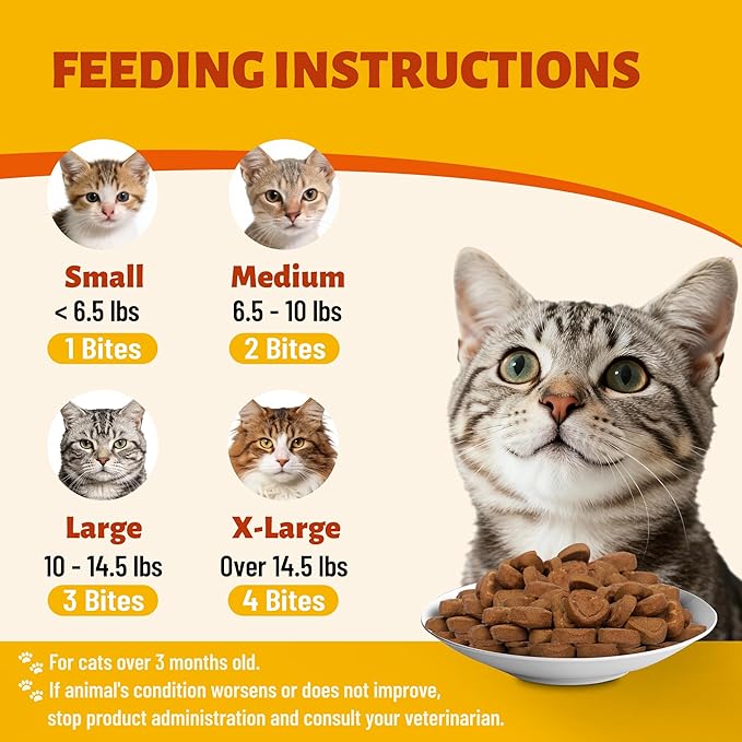330 Bites Taurine Chews for Cats, Gentle Heart & Eye Health Support Supplement with Omega-3, CoQ10, Lutein and Vitamins, Natural Antioxidant Formula for Kittens, Adult and Senior Cats, 7.76 oz