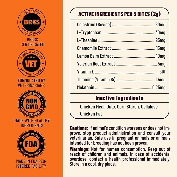 330 Bites Calming Chews for Cats, Natural Stress Support with Chamomile, L-Tryptophan and Melatonin, Gentle Calming Supplement for Daily Relaxation, Travel and Vet Visits, 7.76 oz